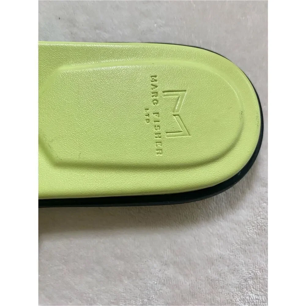 MARC FISHER Sandals NEW Yessy Slides Soft Genuine Leather Citron Green Size 10